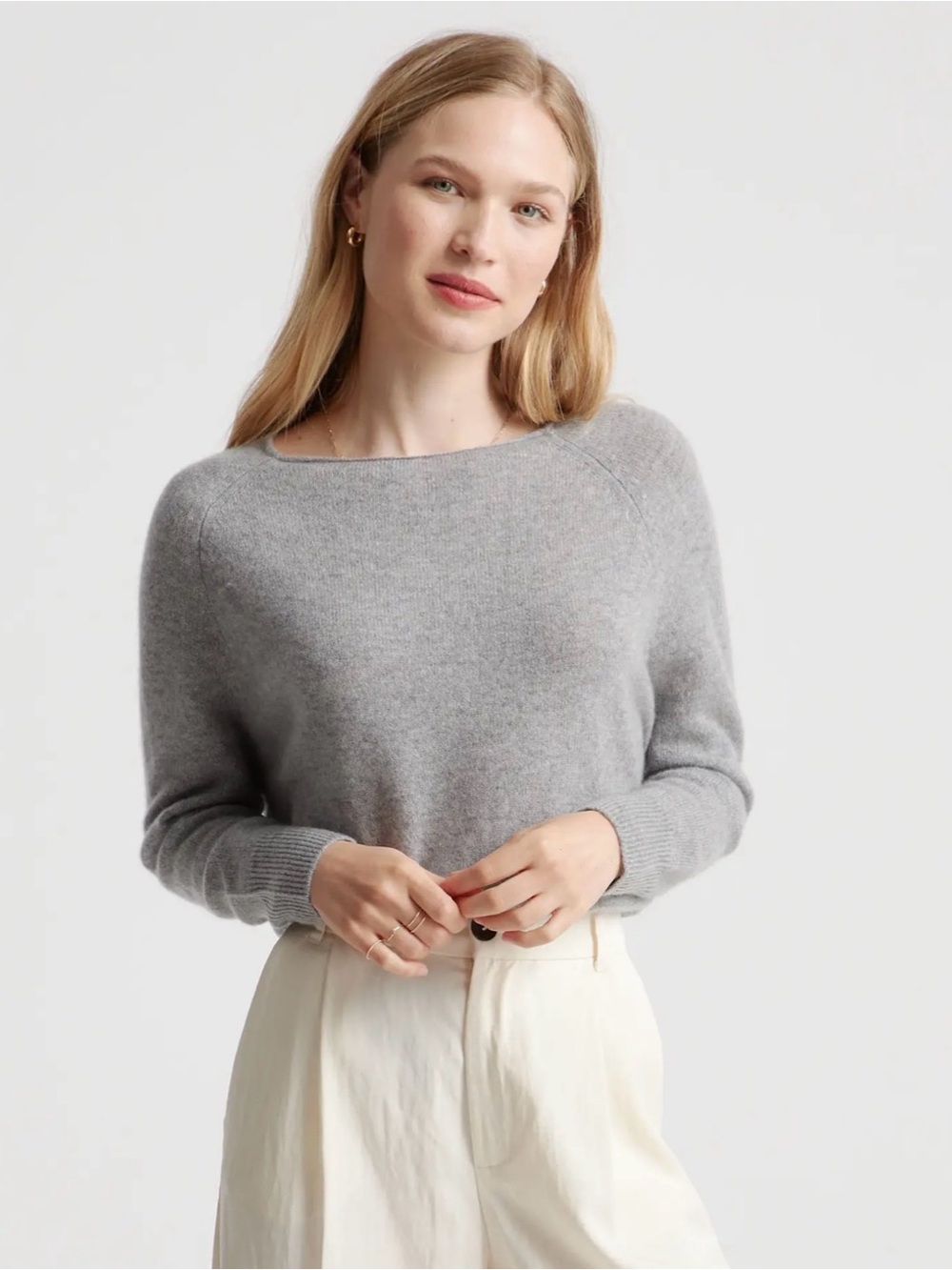 Quince Mongolian Gray Cashmere Sweater
